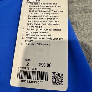Lululemon Wunder Train HR Tight 25” Blue Size 2 NWT